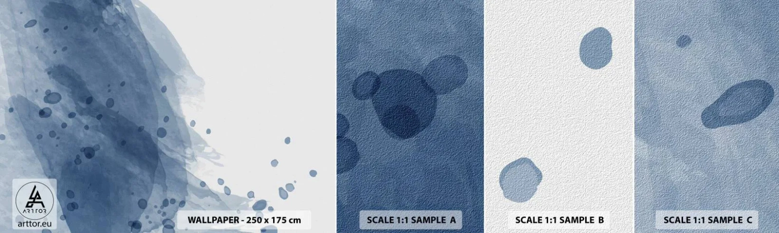 Fototapet Prov Standard Eco - Blå tyll - Abstraktion, Bit, Målning - 100x30 cm