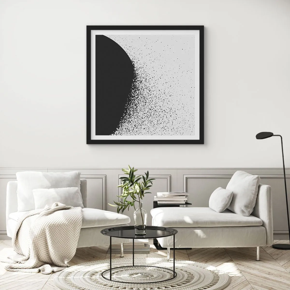 Affisch i svart ram - Partiklarnas rörelse - 40x40 cm
