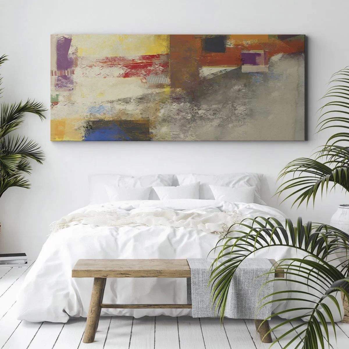 Canvastavla - Bild på duk - Färgernas geometri - 160x50 cm