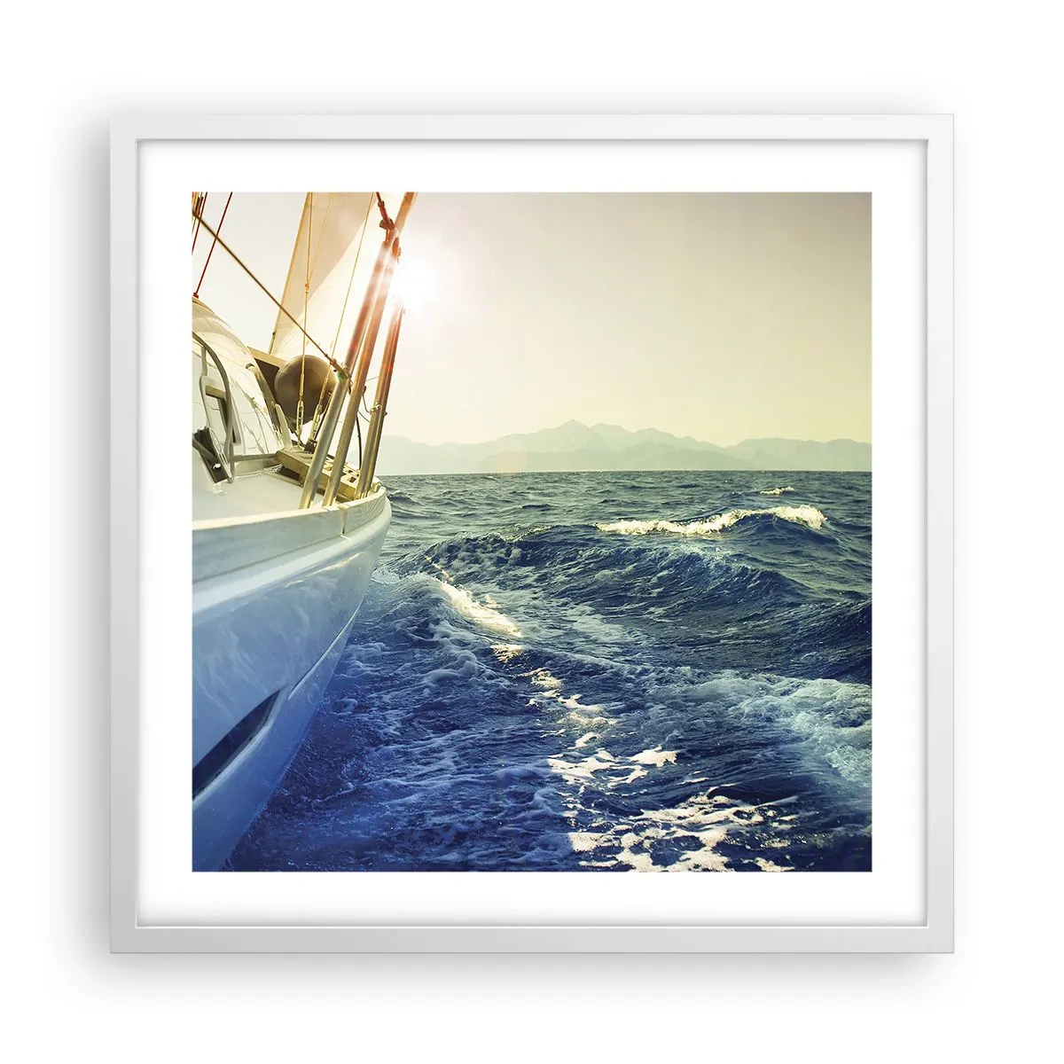 Affisch i vit ram - Mot äventyret - 50x50 cm
