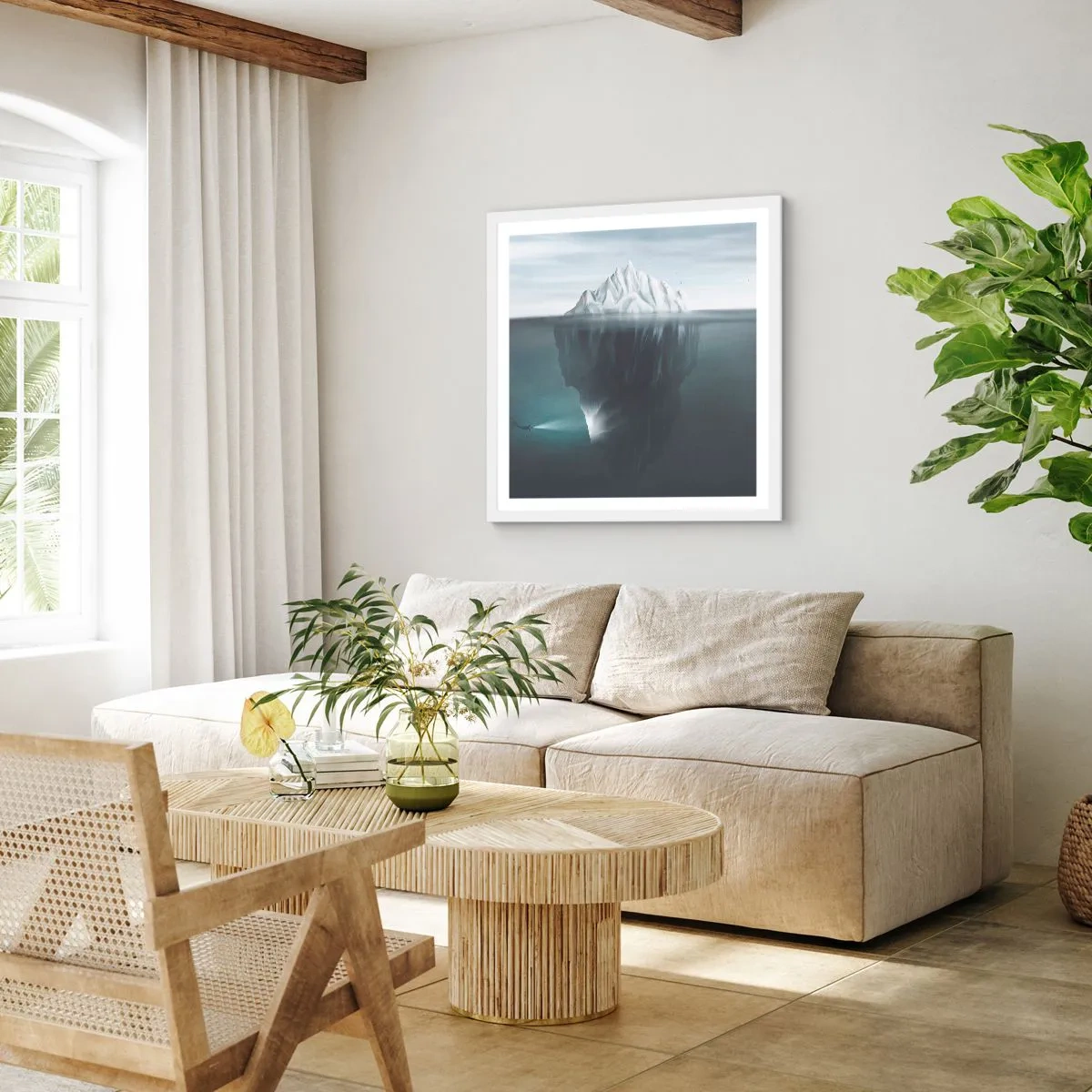 Affisch i vit ram - Undervattensmysterium - 60x60 cm