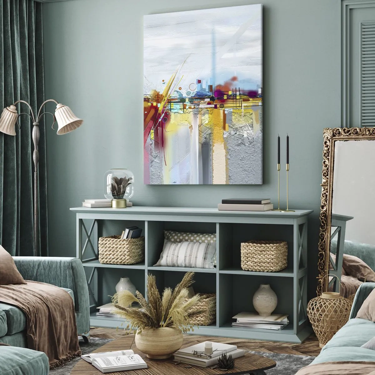 Canvastavla - Bild på duk - Glädjens bro över livets flod - 45x80 cm