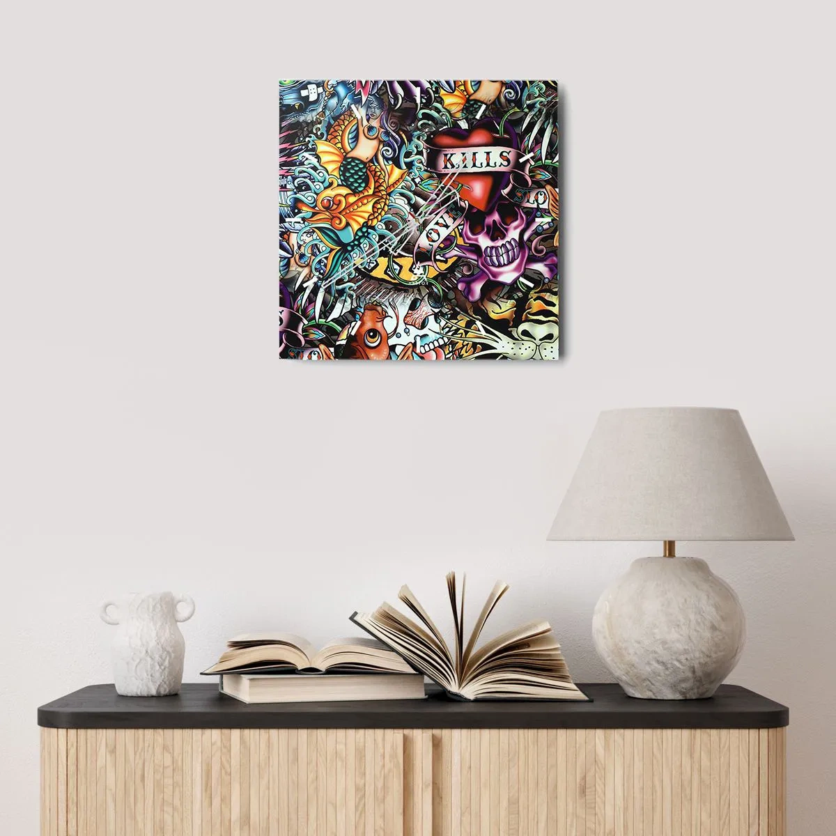 Väggklocka - Klocka på glas - Tatuerarens dröm - 30x30 cm