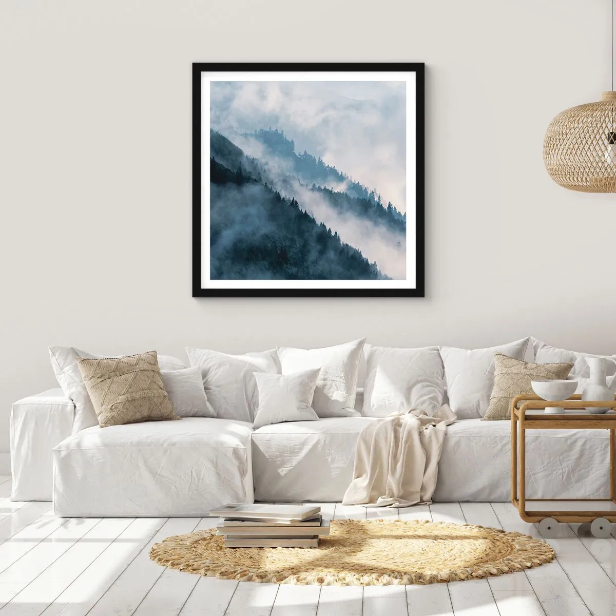 Affisch i svart ram - Fjällens mystik - 30x30 cm
