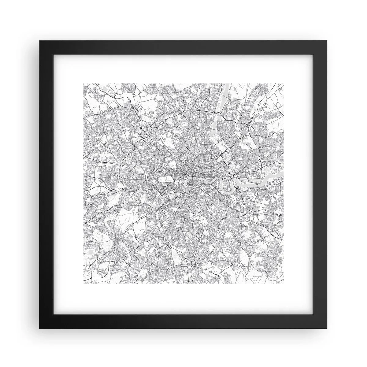 Affisch i svart ram - Karta över London-labyrinten - 30x30 cm