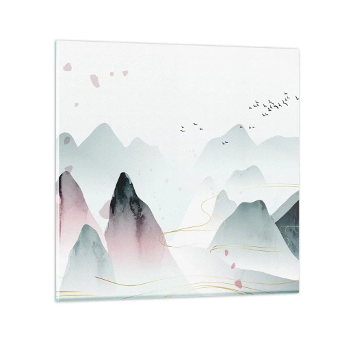 Glastavla - Bild på glas - Över topparna - 30x30 cm