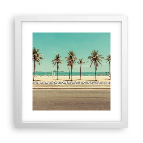 Affisch i vit ram - På stranden - 30x30 cm