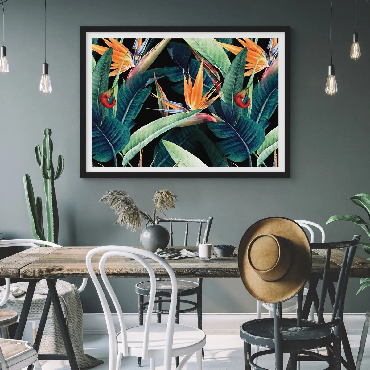 Affisch i svart ram - Tropikens brinnande blommor - 91x61 cm