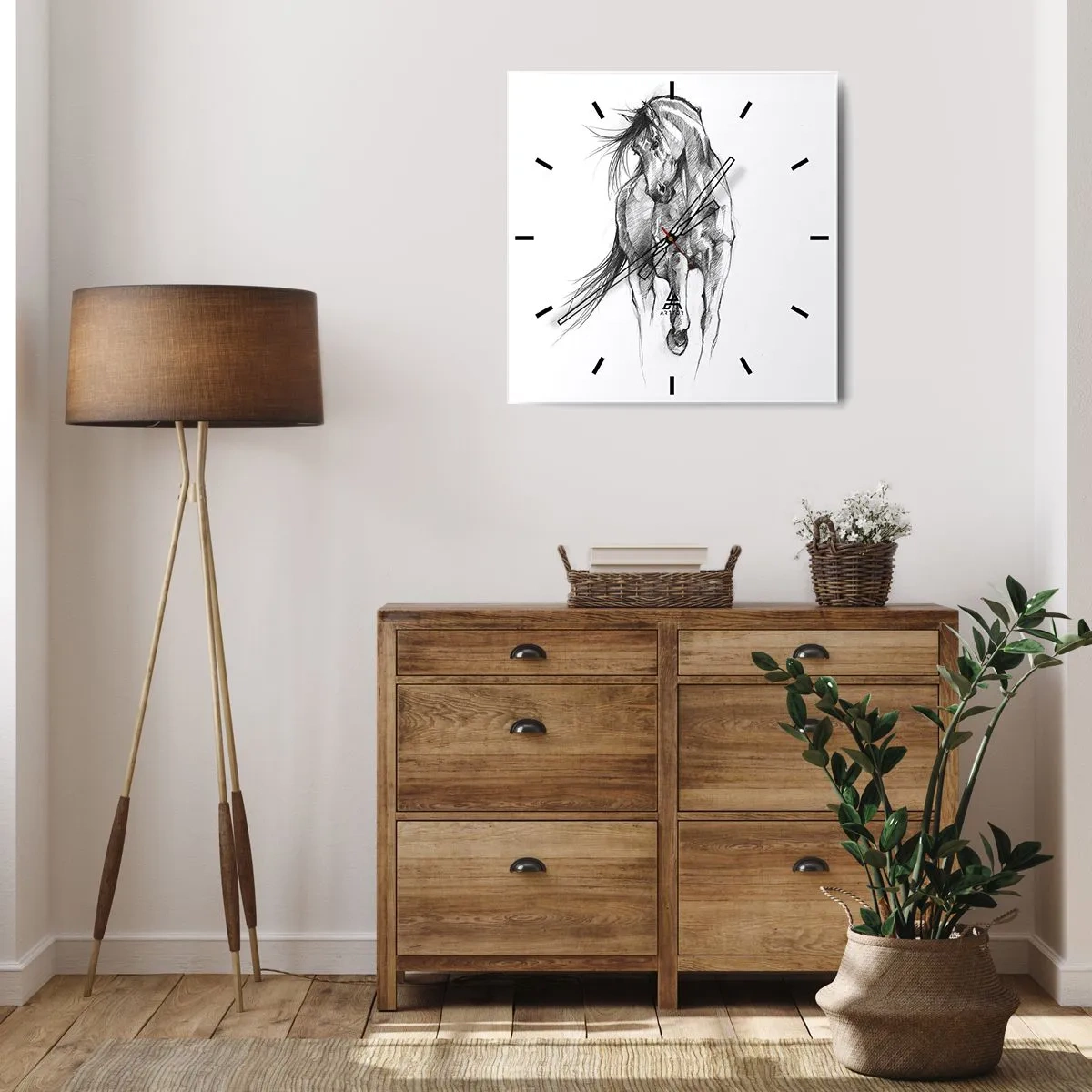 Väggklocka - Klocka på glas - Elegant trav - 30x30 cm