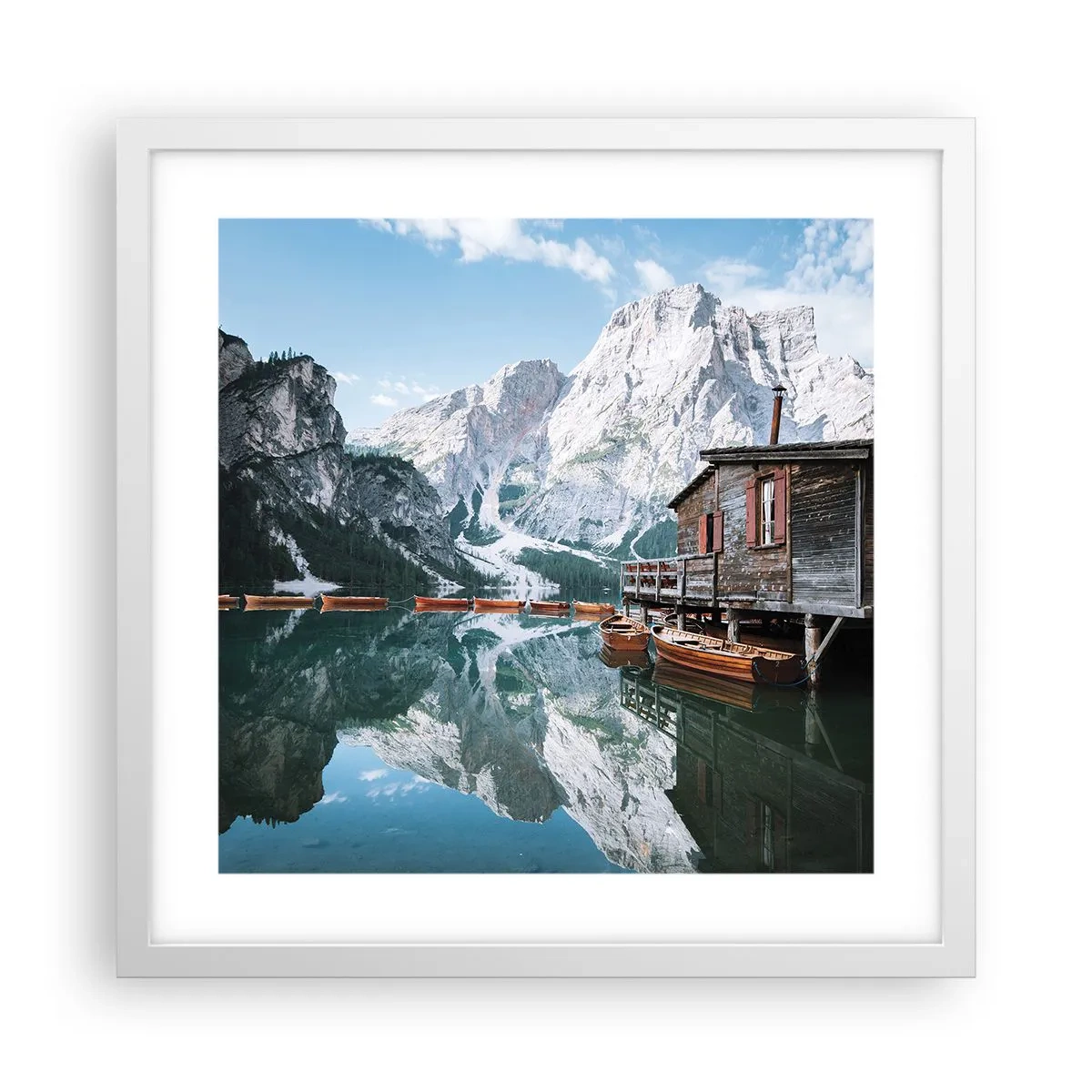 Affisch i vit ram - Kristallklar fjällmorgon - 40x40 cm