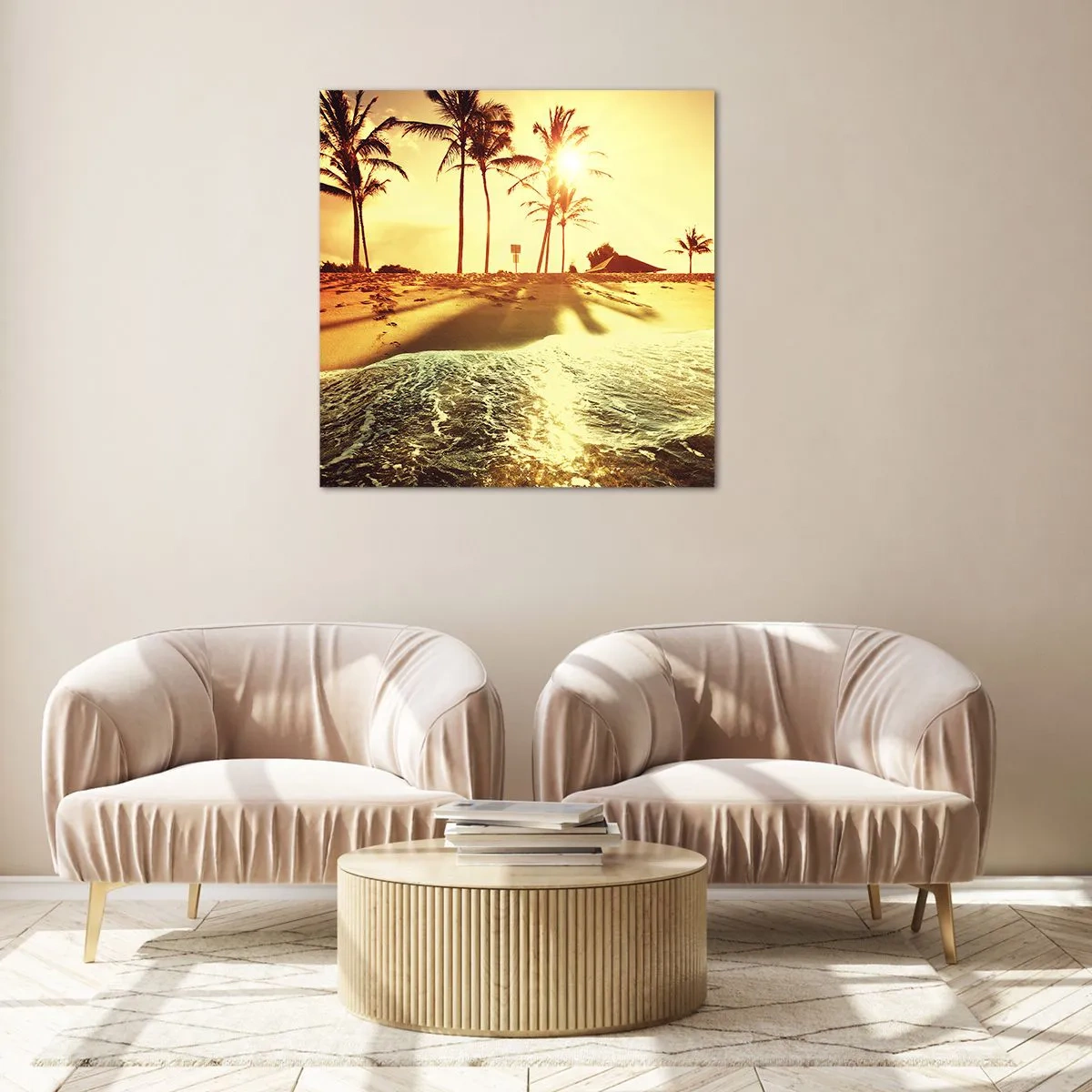 Glastavla - Bild på glas - Kalifornisk morgon - 70x70 cm