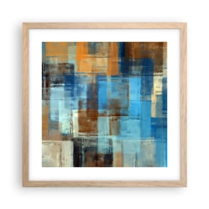 Affisch i ram av ljusek - Genom blåa gardinen - 40x40 cm