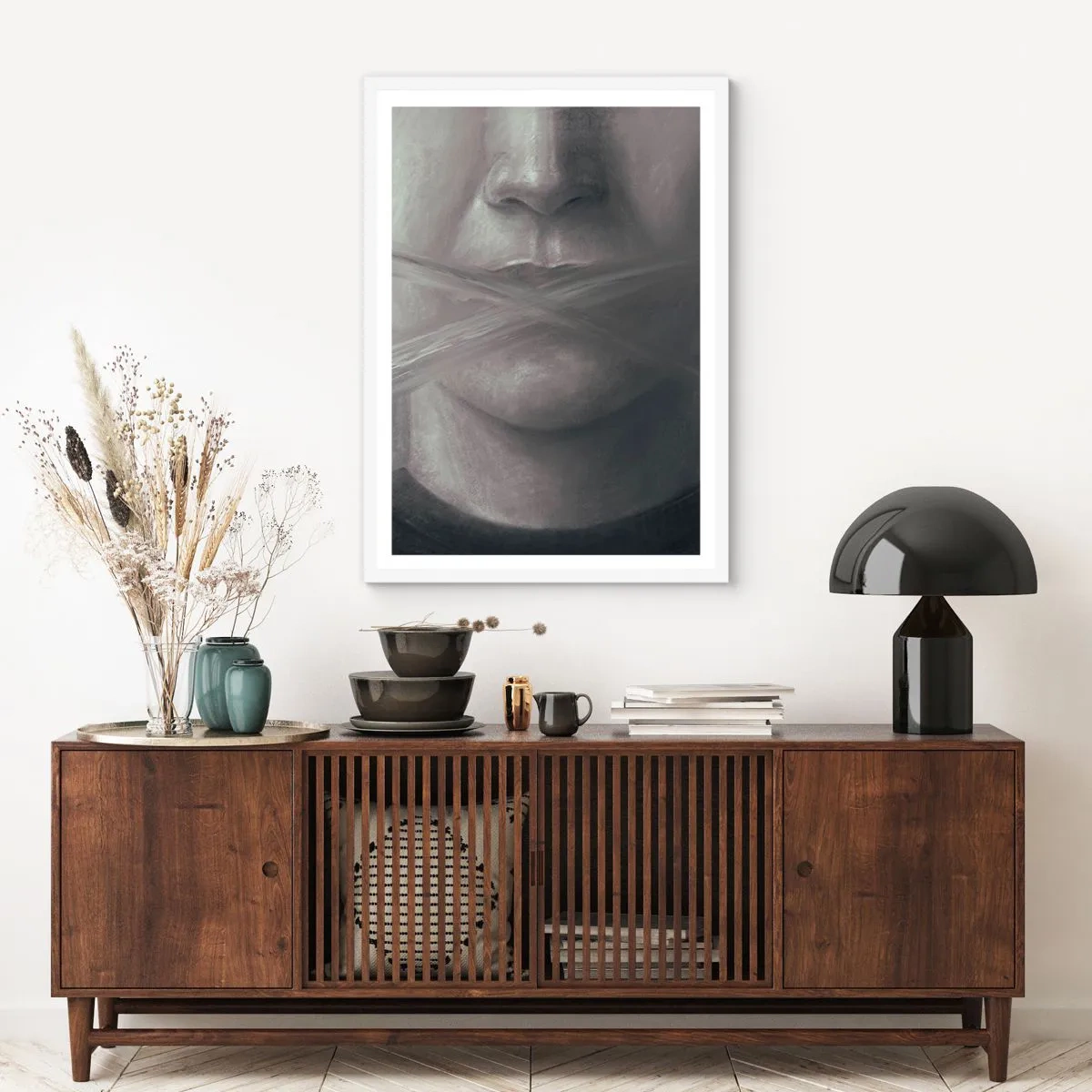 Affisch i vit ram - Inte ett ord - 70x100 cm