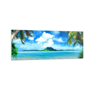 Glastavla - Bild på glas - Tropikens azur - 140x50 cm