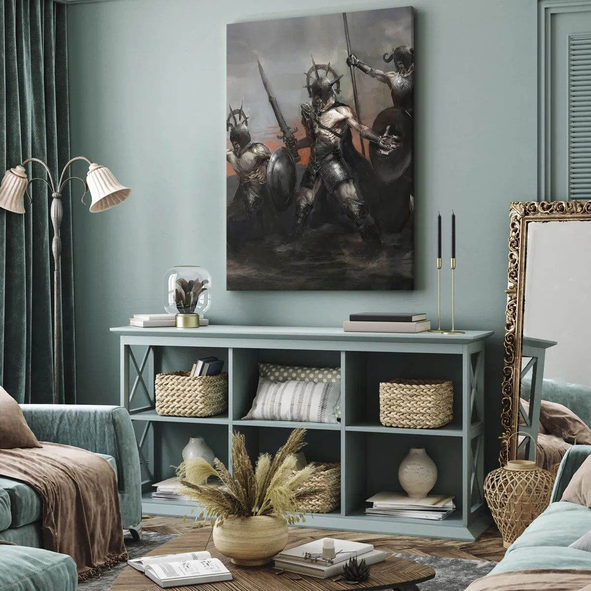 Canvastavla - Bild på duk - Med eller på skölden - 80x120 cm