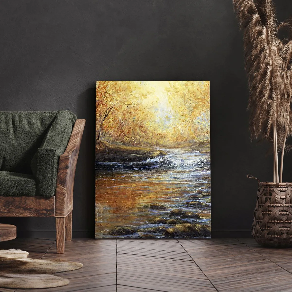 Canvastavla - Bild på duk - Gyllene bäck - 50x70 cm