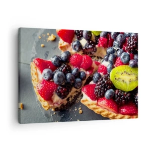 Canvastavla - Bild på duk - Färgglad tårta med frukt och grädde - 70x50cm - Dolce vita! - Modern väggdekoration för vardagsrum och sovrum ARTTOR