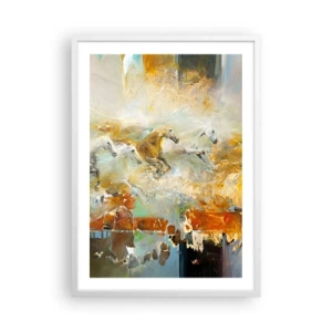 Affisch i vit ram - Galopp genom ljuset - 50x70 cm
