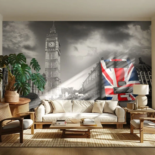 Fototapet Premium Sand - Stolt och stor - Stad, London, London buss - 150x105 cm