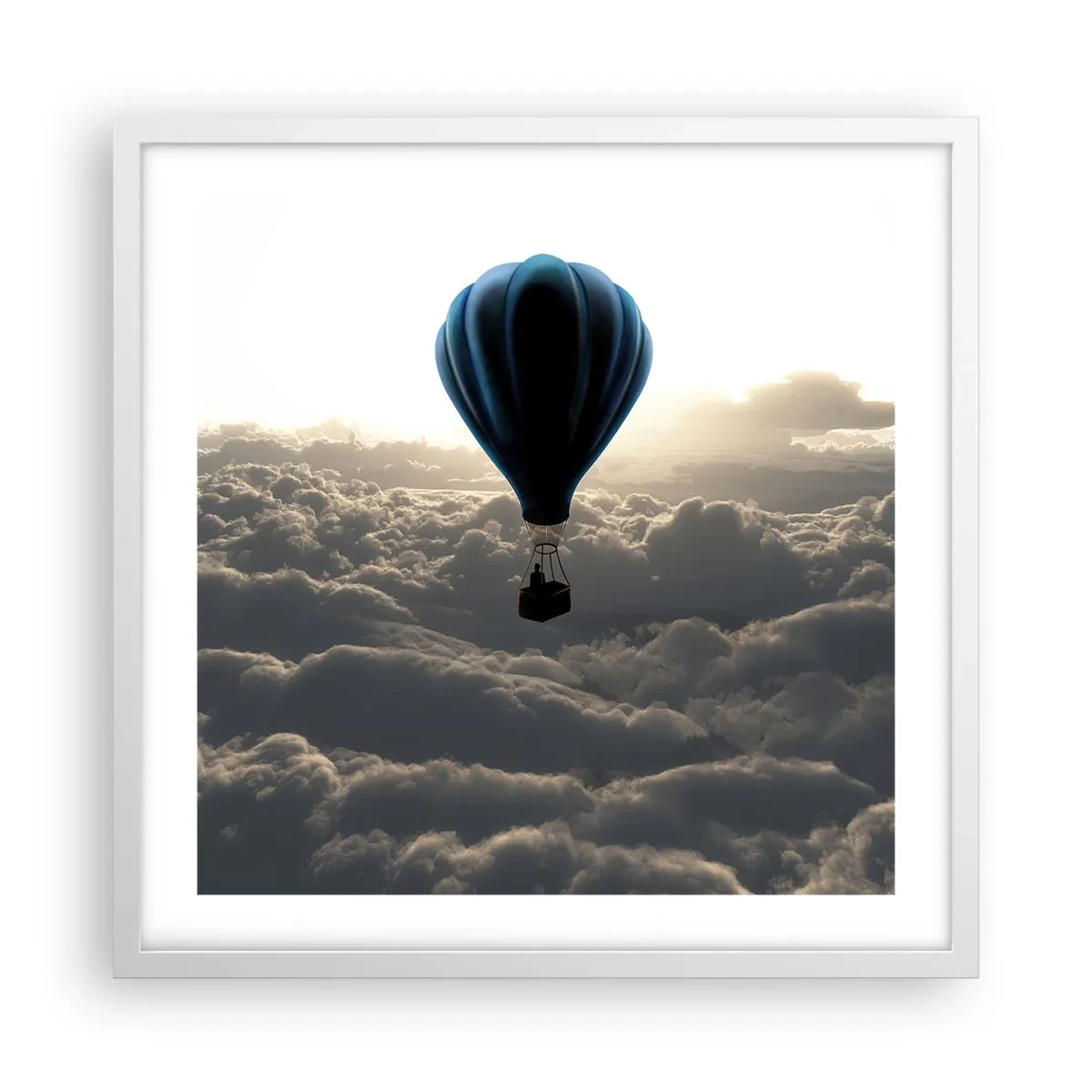 Affisch i vit ram - Vandrare över molnen - 50x50 cm