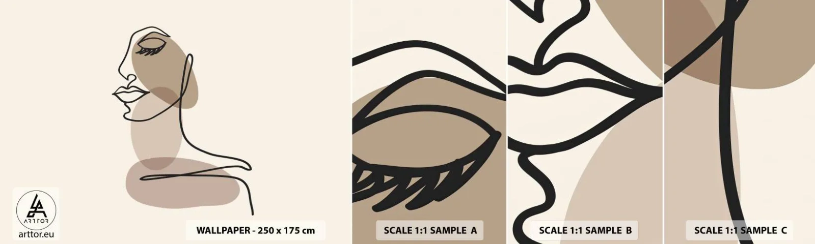 Fototapet Prov Standard Eco - Lyssnar på sig själv - Abstraktion, Kvinnans ansikte, Grafik - 100x30 cm