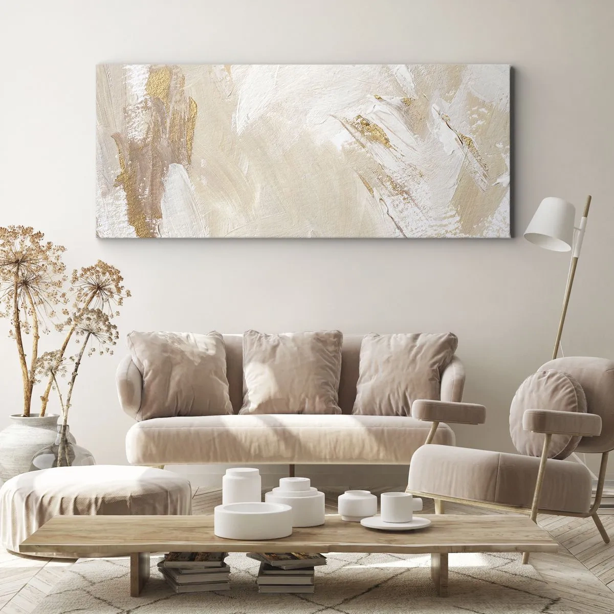 Canvastavla - Bild på duk - Pastellfärgad komposition - 160x50 cm