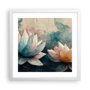 Affisch i vit ram - Stjärnor i en sjö - 40x40 cm