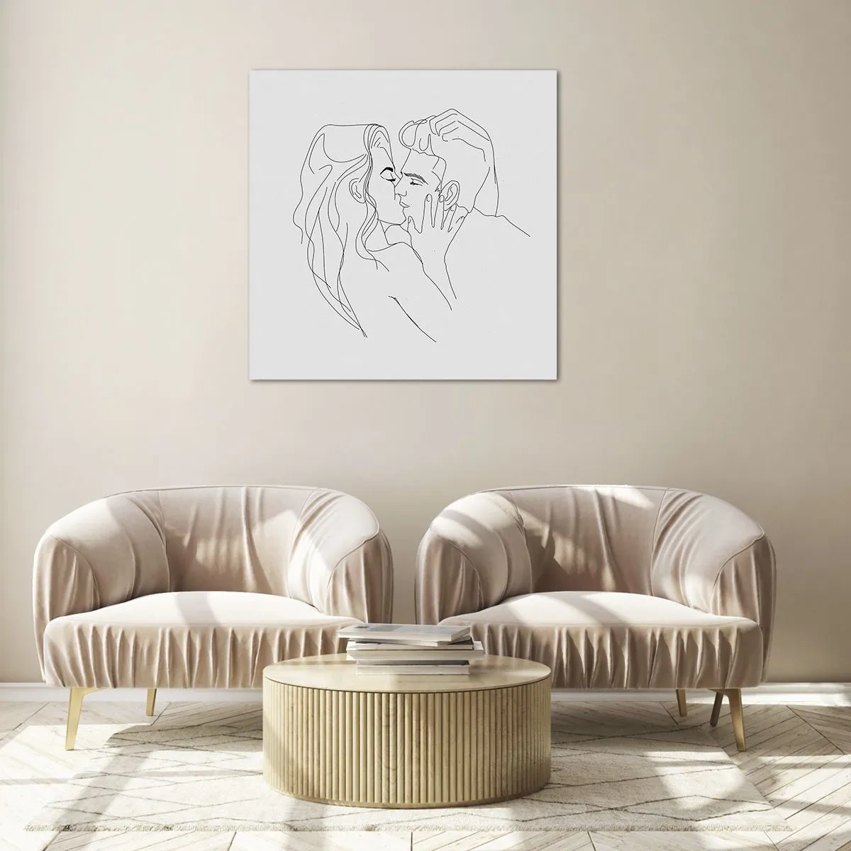 Glastavla - Bild på glas - Med samma streck - 70x70 cm