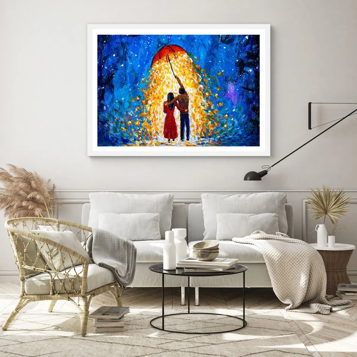 Affisch i vit ram - Magi på en regnig kväll? - 100x70 cm