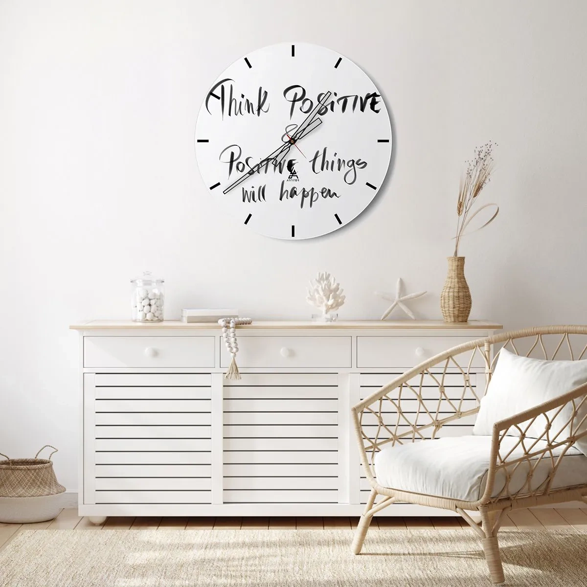 Väggklocka - Klocka på glas - Motiverande inskription i konstnärlig stil - 30x30cm - Hur ska man leva? - Modern väggdekoration för vardagsrum, kök och sovrum ARTTOR