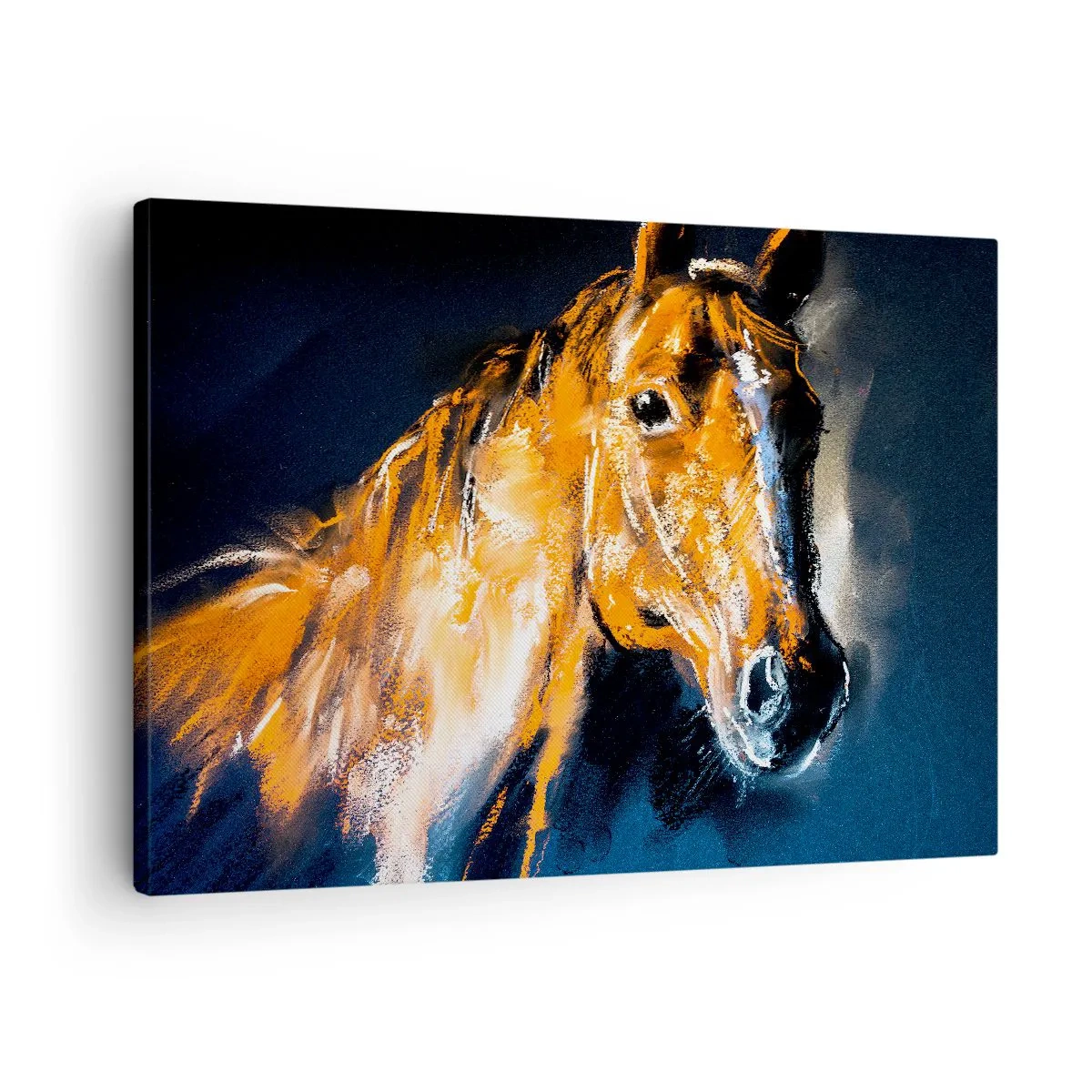 Canvastavla - Bild på duk - Porträtt av en häst i en dynamisk, målerisk stil - 70x50cm - Rider du med mig? - Modern väggdekoration för vardagsrum och sovrum ARTTOR