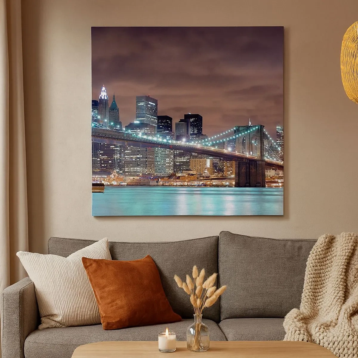 Canvastavla - Bild på duk - Storstadens ljus - 30x30 cm