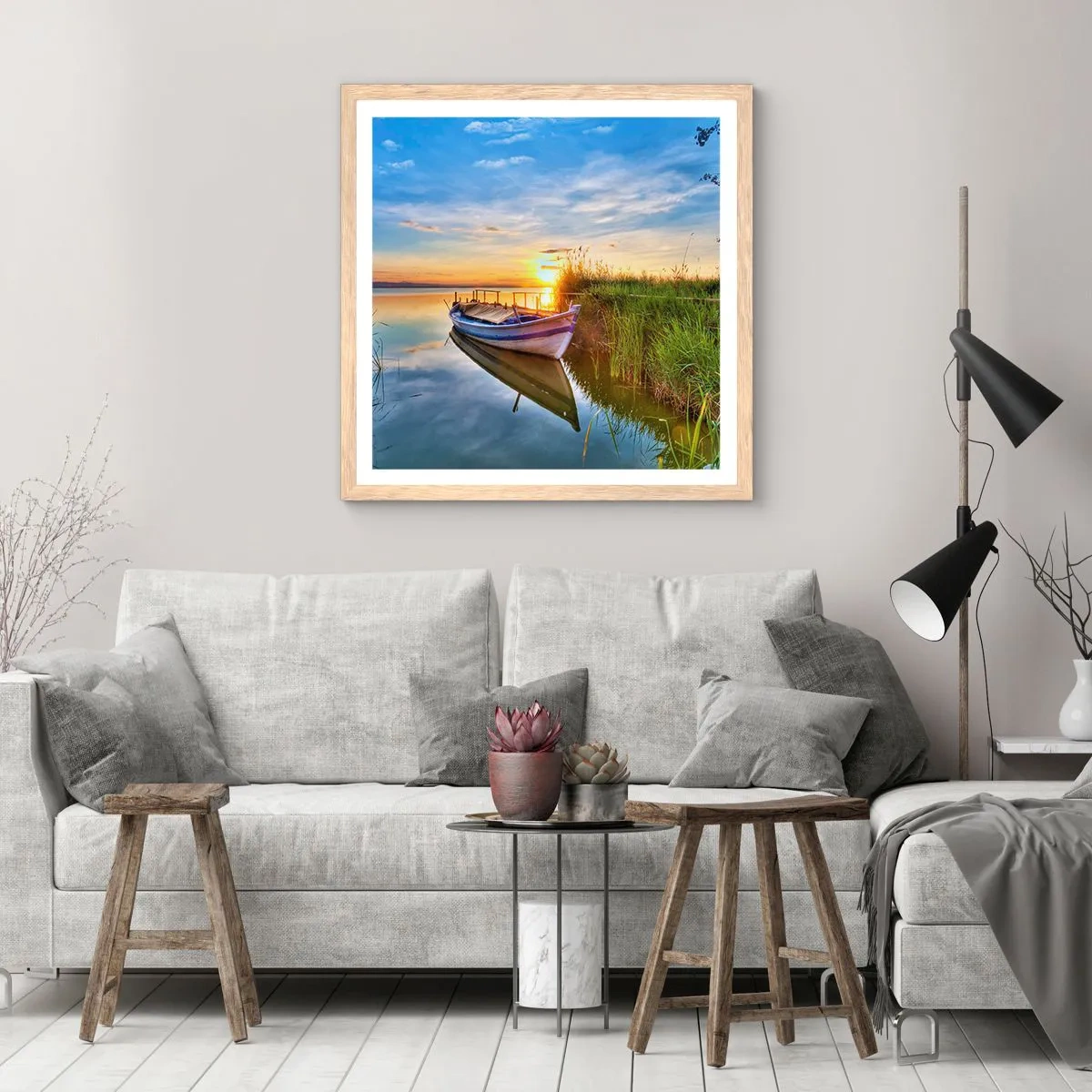 Affisch i ram av ljusek - Uppfyllda drömmars vik - 40x40 cm