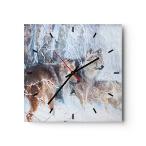 Väggklocka - Klocka på glas - Akta! Någon kommer - 40x40 cm