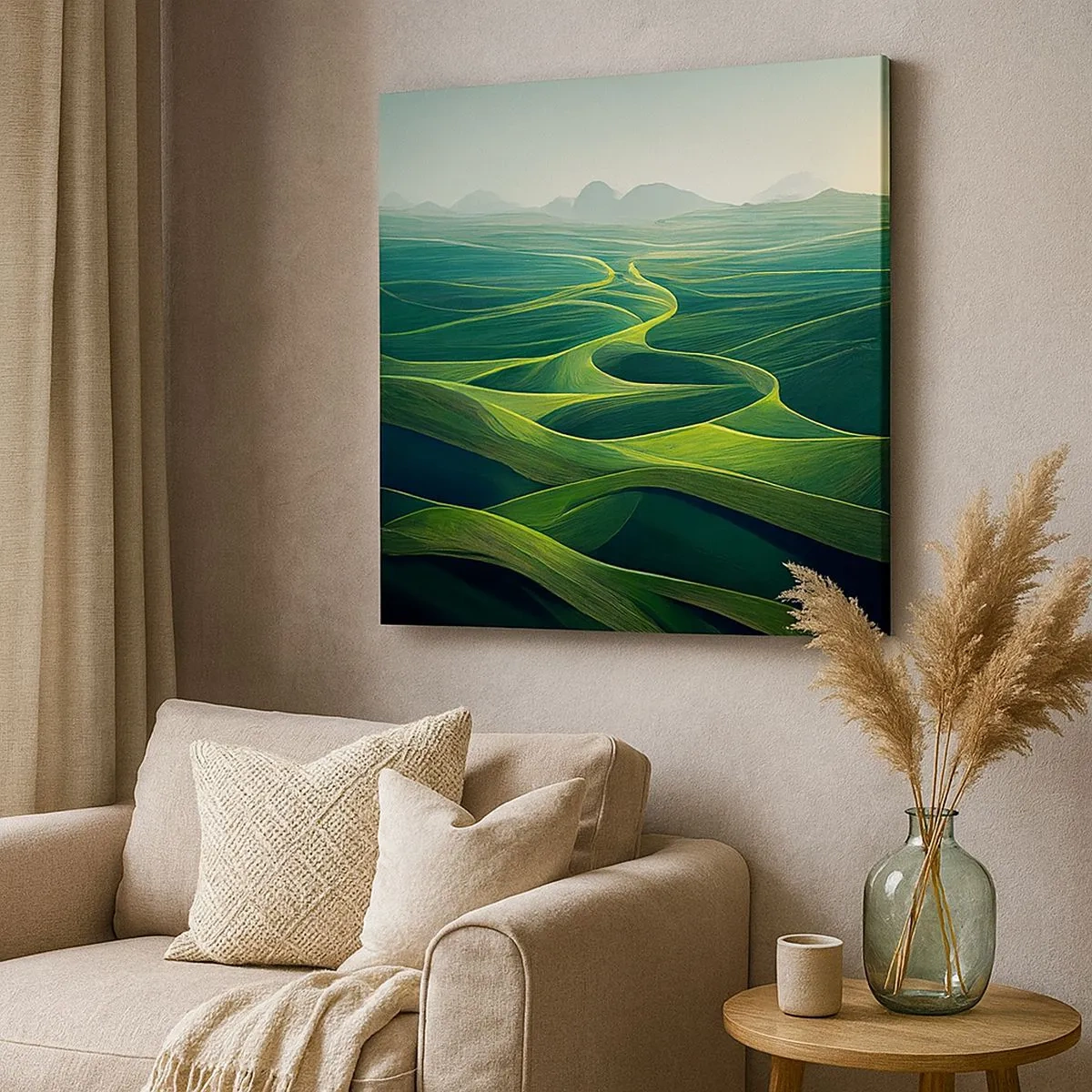 Canvastavla - Bild på duk - I gröna dalar - 30x30 cm