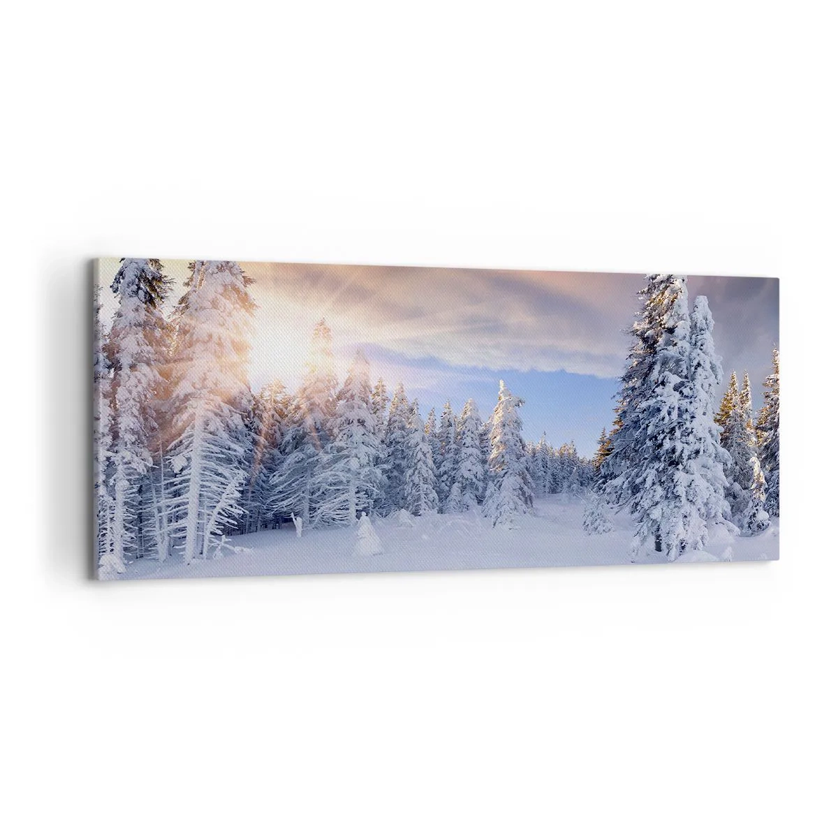 Canvastavla - Bild på duk - Naturens snöiga spel - 100x40 cm