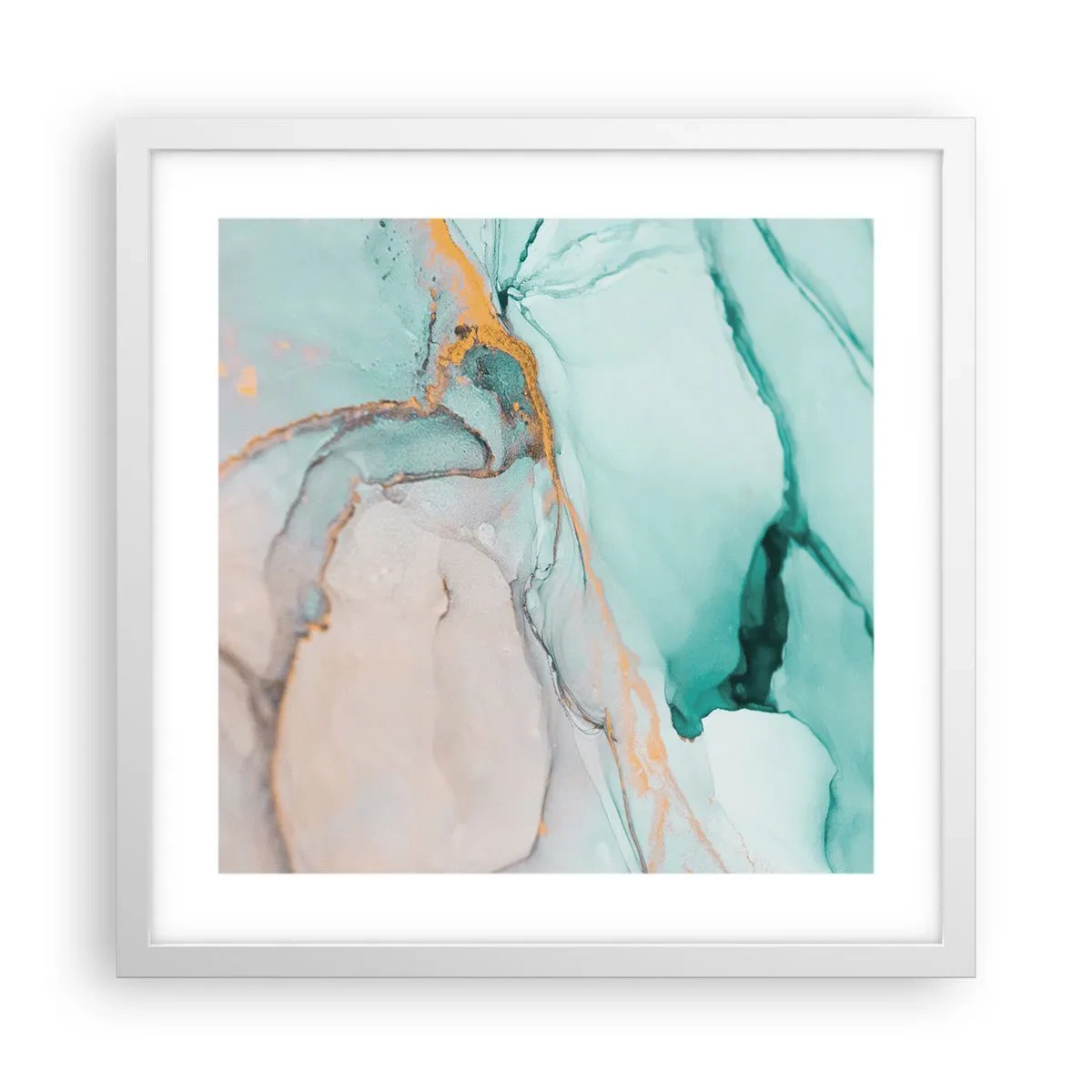 Affisch i vit ram - Formernas och färgernas dans - 40x40 cm