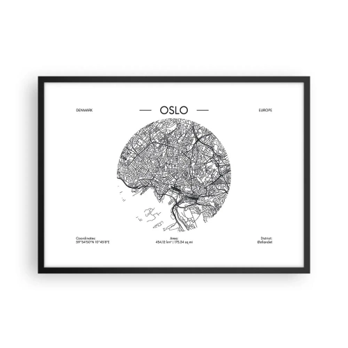 Affisch i svart ram - Oslos anatomi - 70x50 cm