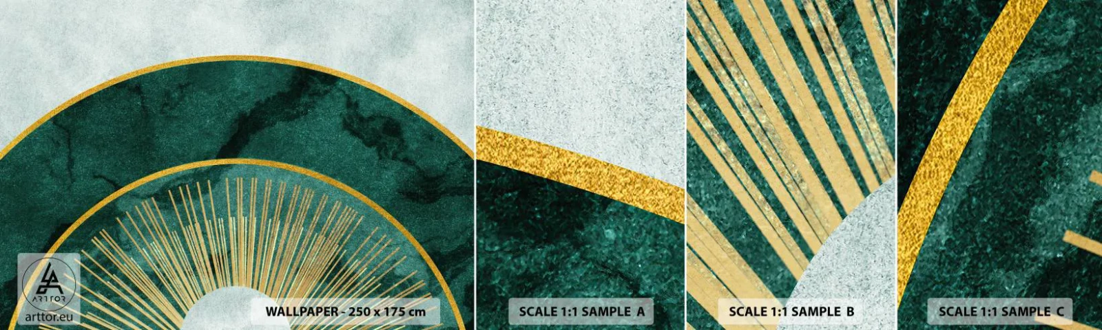 Provbit av självhäftande fototapet Deluxe Sticker - Ett annorlunda solsystem - Art déco, Modern, Abstraktion - 100x30 cm