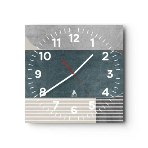 Väggklocka - Klocka på glas - Horisontell komposition - 40x40 cm