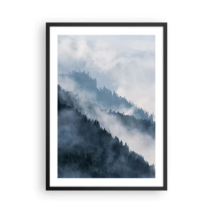 Affisch i svart ram - Dimmiga berg täckta med skog - 50x70cm - Fjällens mystik - Modern väggdekoration för vardagsrum och sovrum ARTTOR