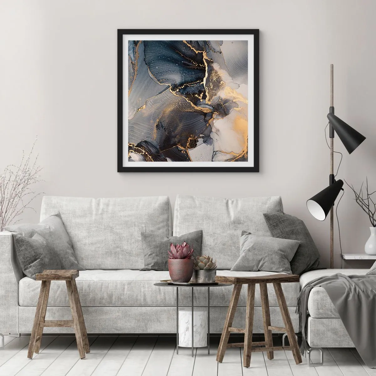 Affisch i svart ram - En stens liv - 50x50 cm