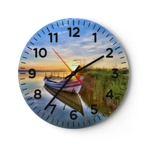 Väggklocka - Klocka på glas - Uppfyllda drömmars vik - 40x40 cm