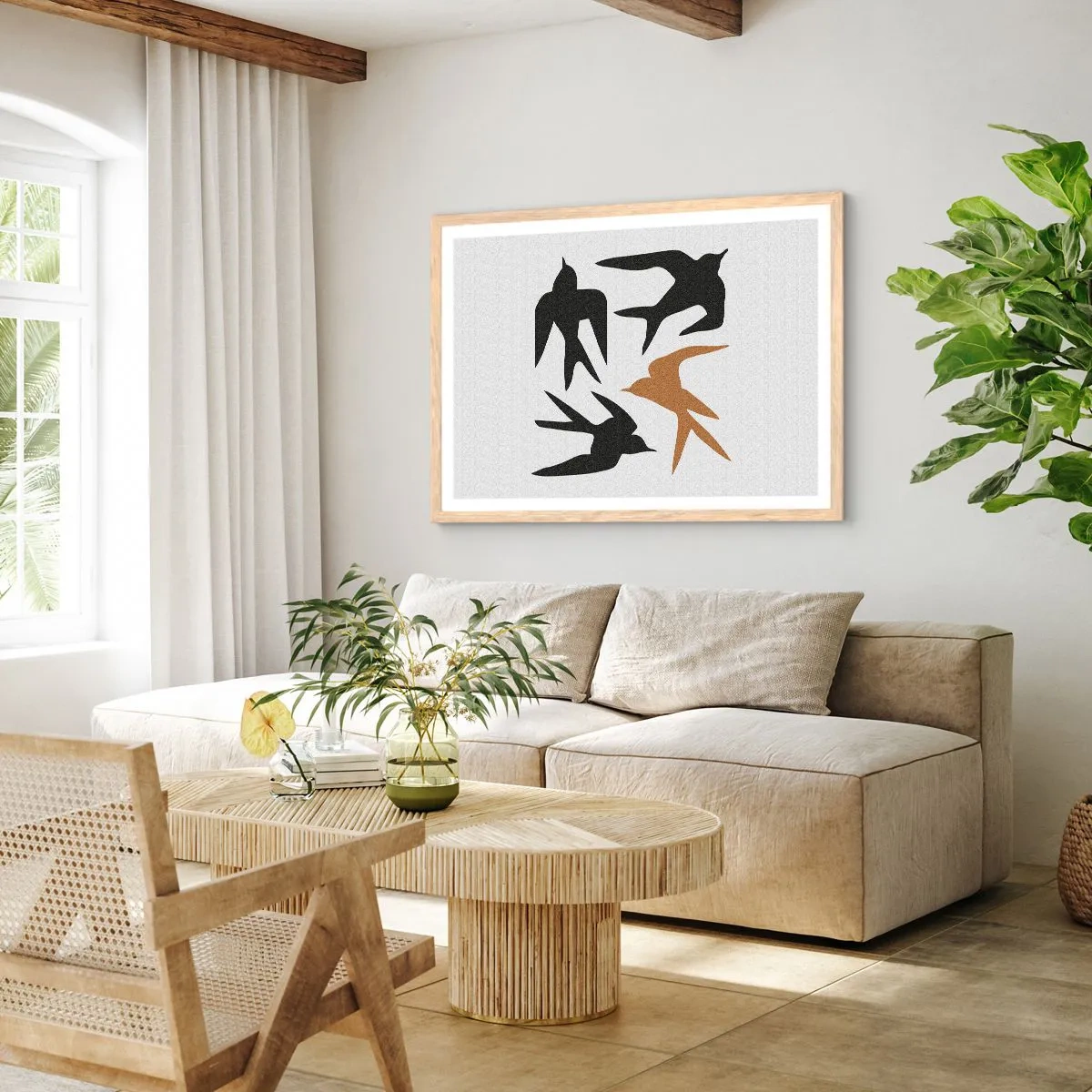 Affisch i ram av ljusek - Svalornas lek - 100x70 cm