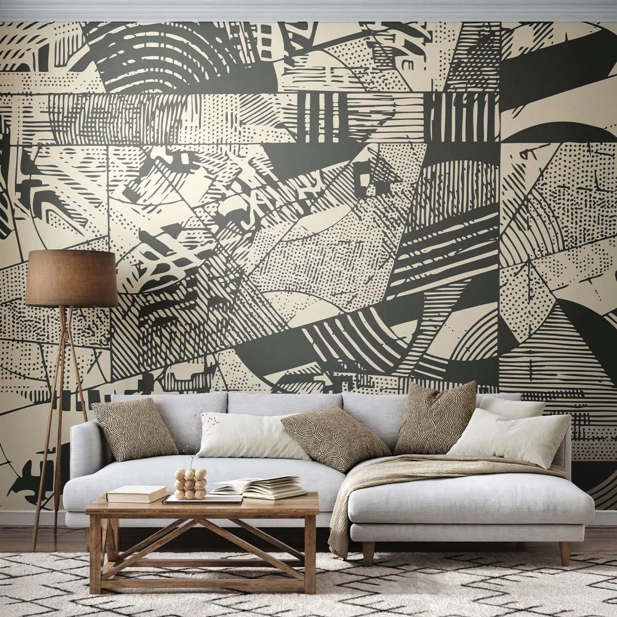 Fototapet Premium Canvas - Nutidens dynamik - Abstraktion, Årgång, Grafik - 100x70 cm