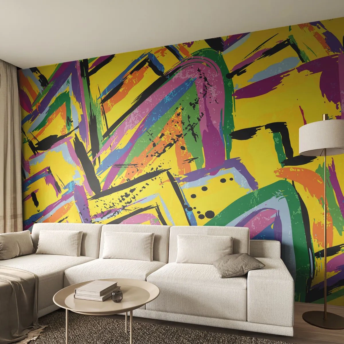 Fototapet Premium Canvas - Skriker av glädje - Abstraktion, Bit, Målning - 500x350 cm