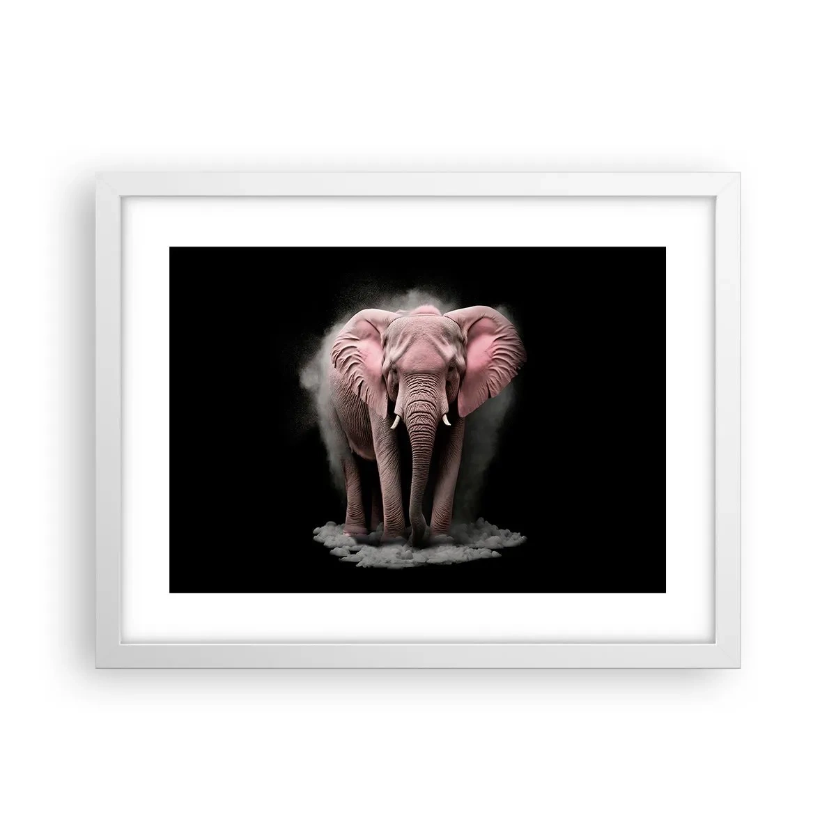 Affisch i vit ram - Tänk inte på en rosa elefant! - 40x30 cm