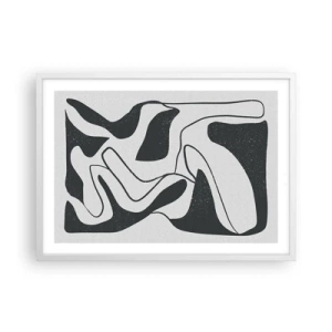 Affisch i vit ram - Abstrakt lek i en labyrint - 70x50 cm
