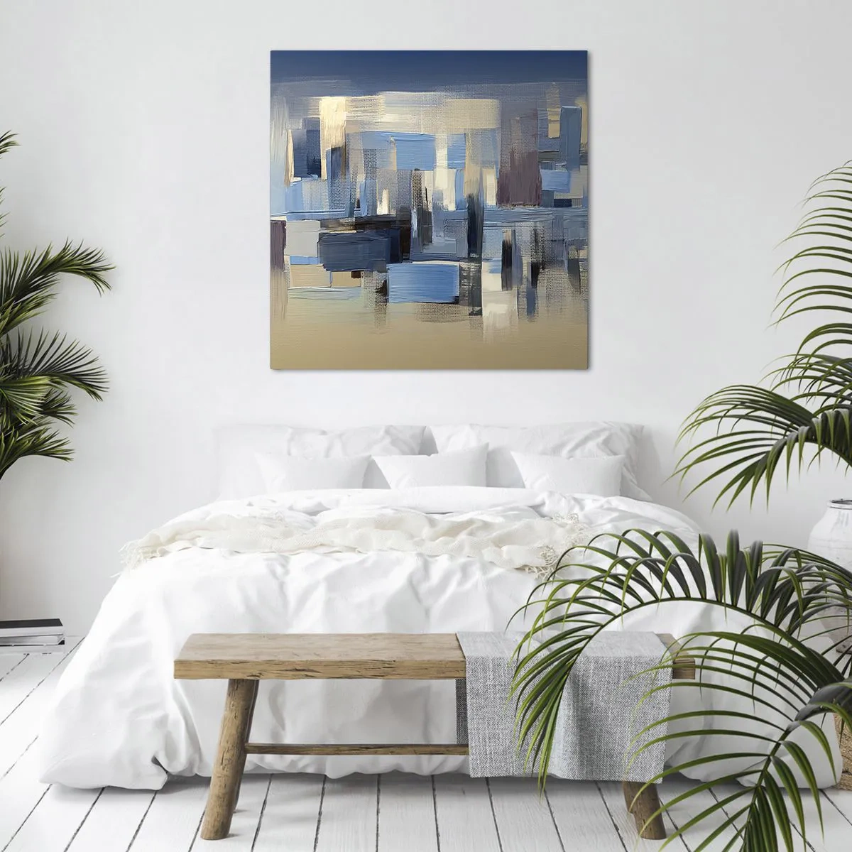 Canvastavla - Bild på duk - Blå konstruktion - 60x60 cm