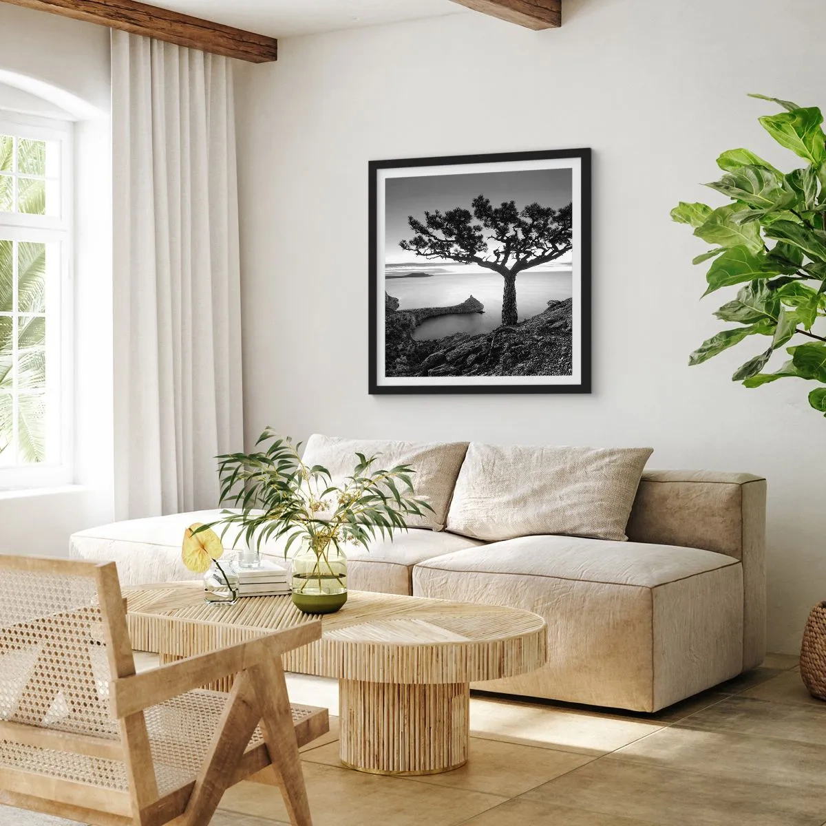 Affisch i svart ram - Ro enda fram till horisonten - 50x50 cm